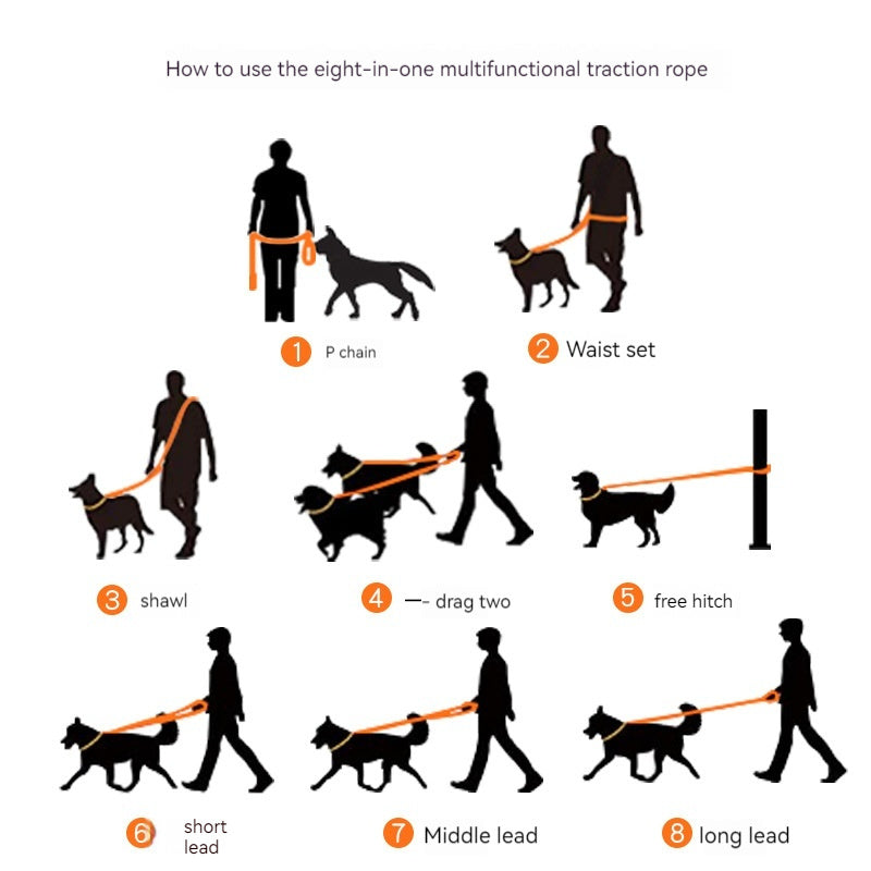 PVC Multifunctional Running Pet Hand Holding Leashe