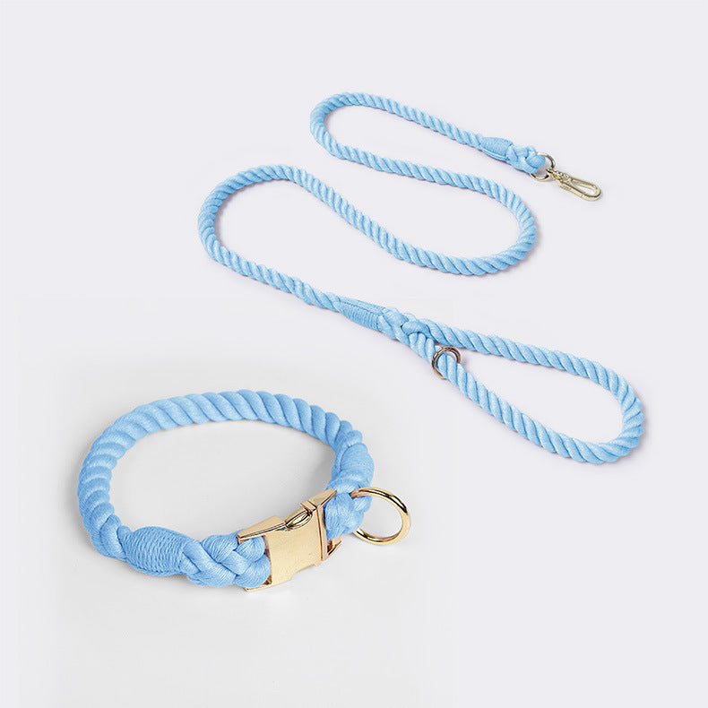 Weaving Gradient Colored Cotton Rope Pet Leashe