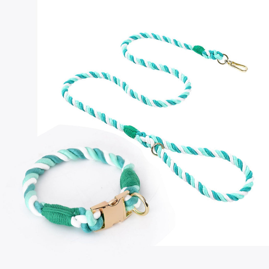 Weaving Gradient Colored Cotton Rope Pet Leashe