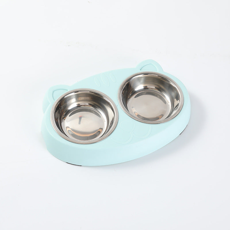 Macaron Pet Double Bowl Plastic Kitten