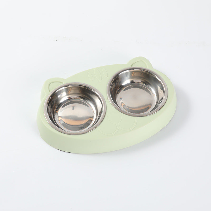 Macaron Pet Double Bowl Plastic Kitten