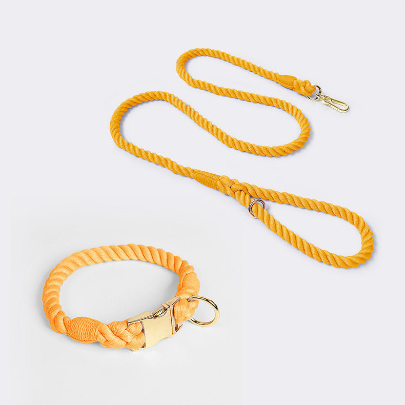 Weaving Gradient Colored Cotton Rope Pet Leashe