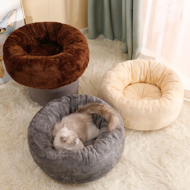 Pet Dog Bed Long Plush Donut