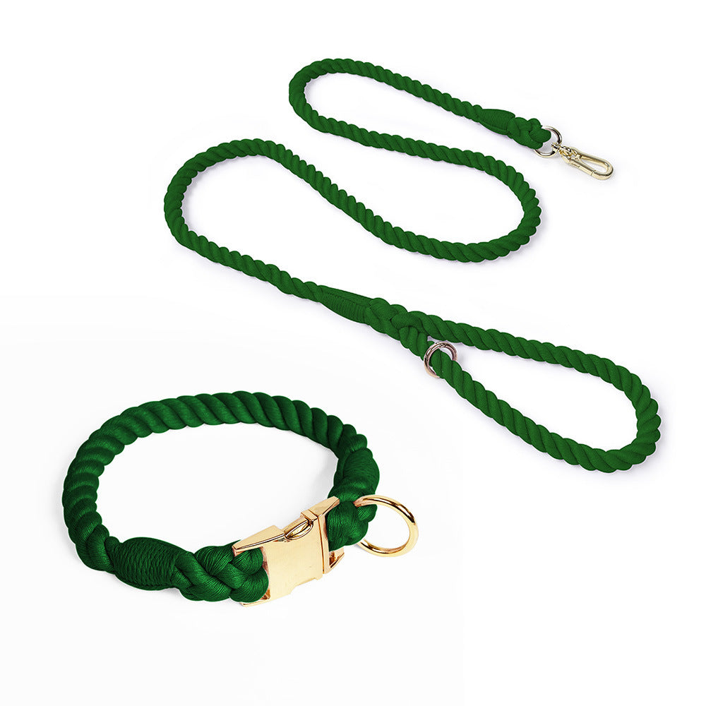 Weaving Gradient Colored Cotton Rope Pet Leashe