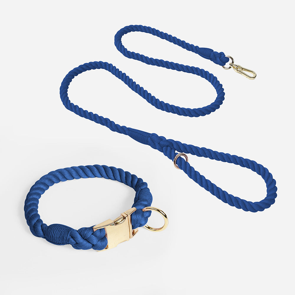 Weaving Gradient Colored Cotton Rope Pet Leashe