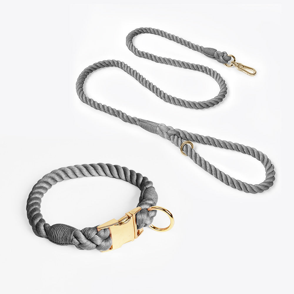 Weaving Gradient Colored Cotton Rope Pet Leashe