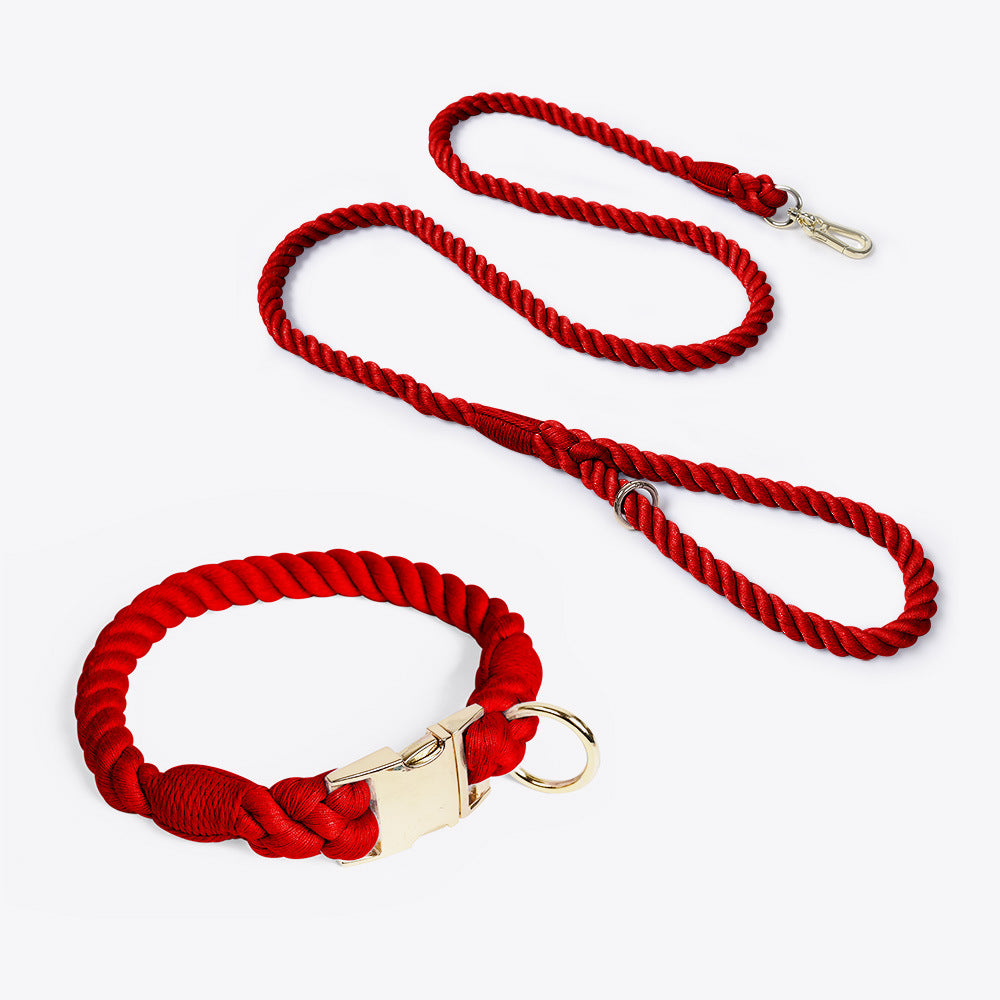 Weaving Gradient Colored Cotton Rope Pet Leashe