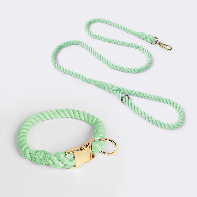 Weaving Gradient Colored Cotton Rope Pet Leashe
